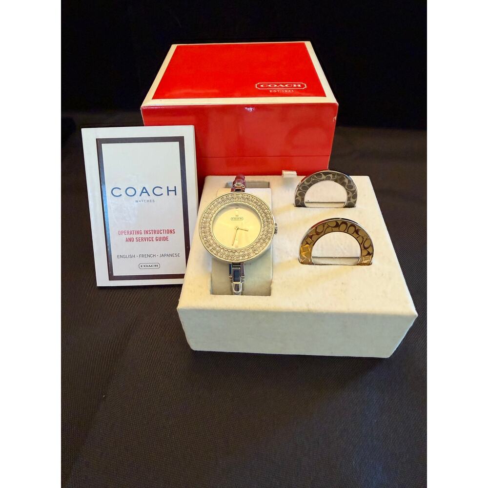Vintage Coach interchangeable bezel bangle watch gift set 0274, never used 6.5” - Picture 2 of 16